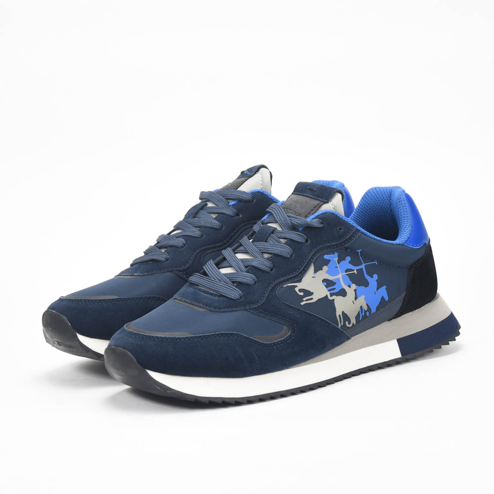 La Martina Low Sneakers Blue Leather Référence : LFM252.041.A70.A6