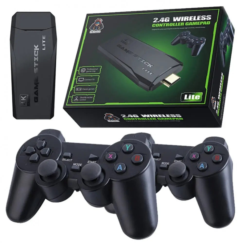 Game Stick 4K – جهاز ألعاب ريترو لاسلكي مع يد تحكم مزدوجة | تشغيل فوري