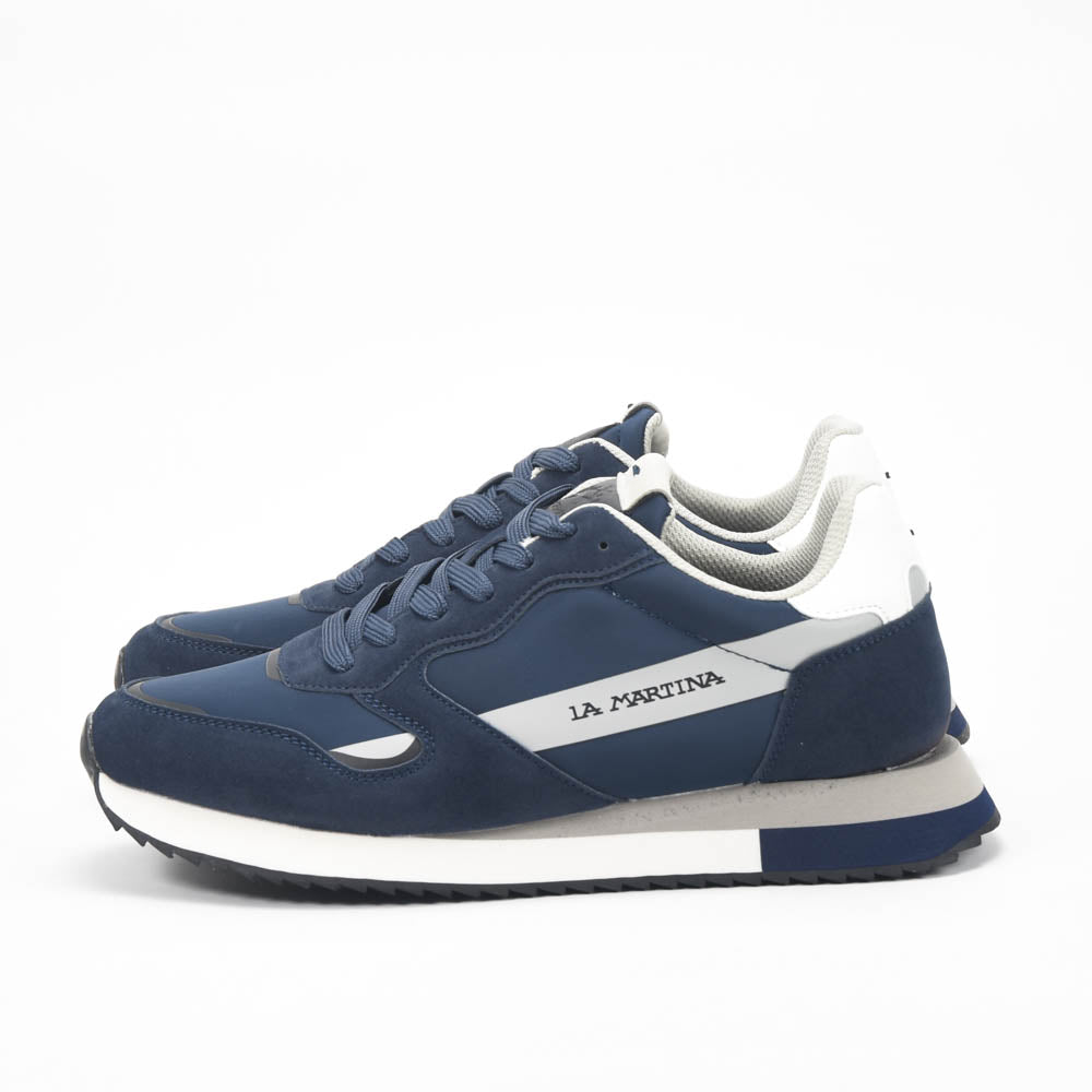 La Martina Low Sneakers Blue Leather Référence : LFM252.040.A70.BT