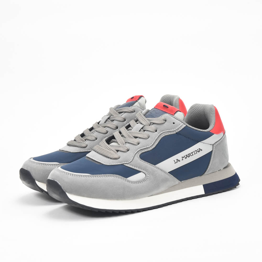La Martina Low Top Leather Sneakers Grey Référence : LFM252.040.A70.BG