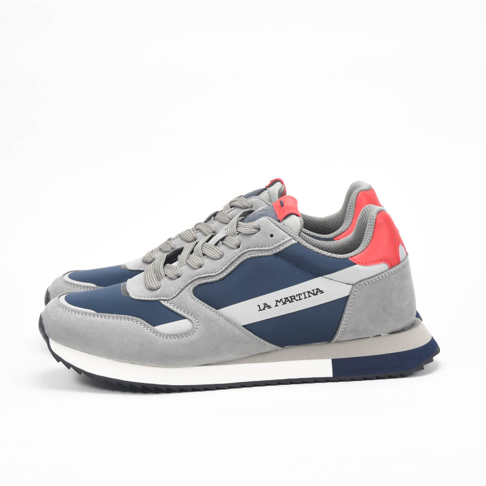 La Martina Low Top Leather Sneakers Grey Référence : LFM252.040.A70.BG