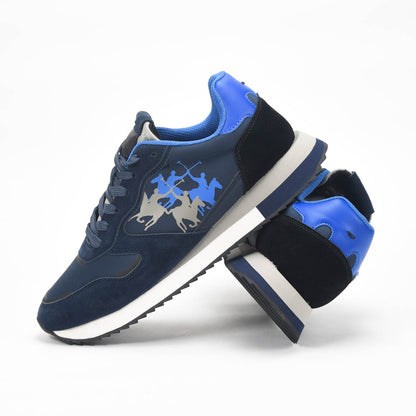 La Martina Low Sneakers Blue Leather Référence : LFM252.041.A70.A6