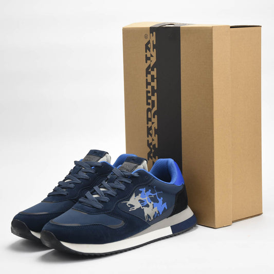 La Martina Low Sneakers Blue Leather Référence : LFM252.041.A70.A6