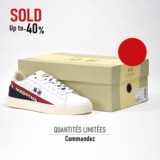 LA MARTINA SCARPA UOMO CALF - TAPE BIANCO - ROSSO Référence : LFM222-001-4130