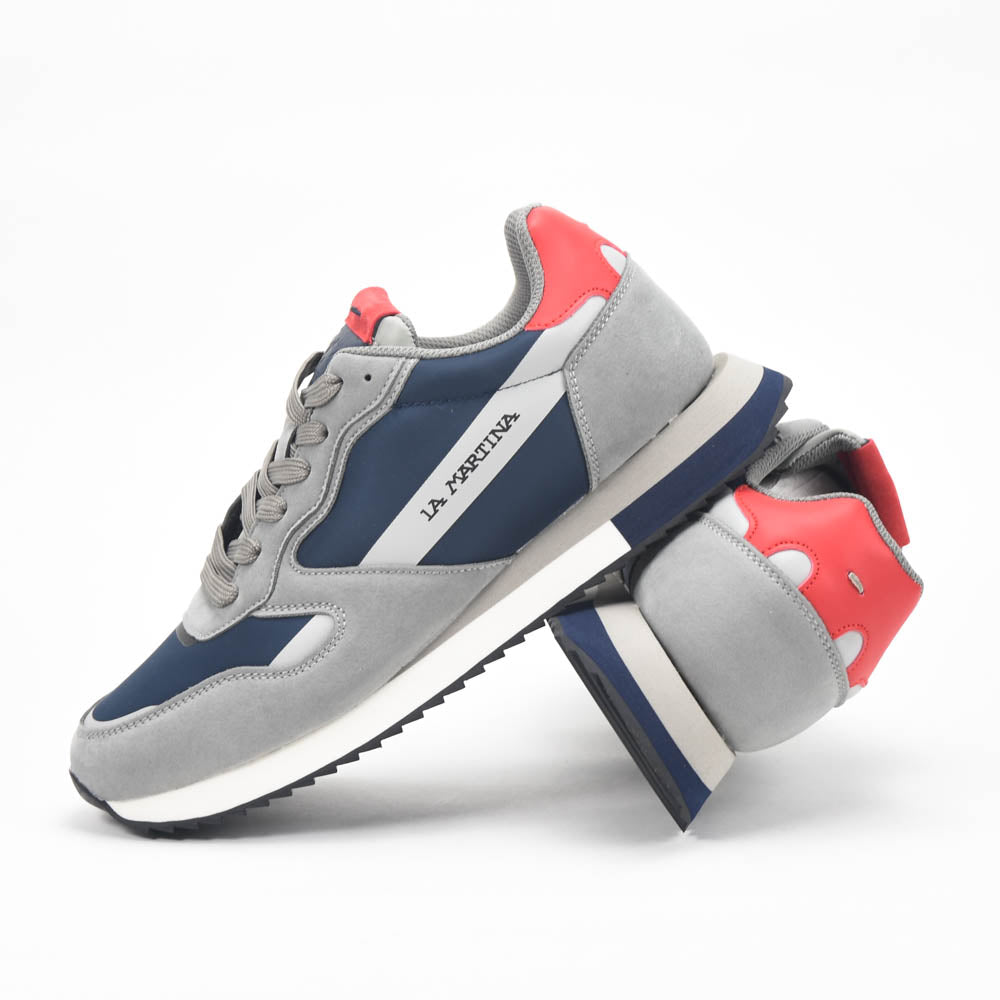 La Martina Low Top Leather Sneakers Grey Référence : LFM252.040.A70.BG