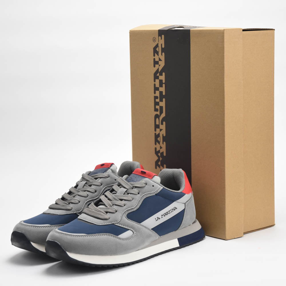 La Martina Low Top Leather Sneakers Grey Référence : LFM252.040.A70.BG